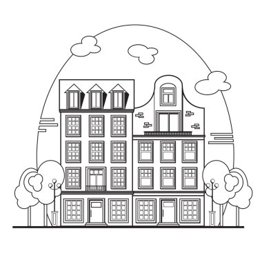 Avrupa cityscape. Amsterdam evleri.