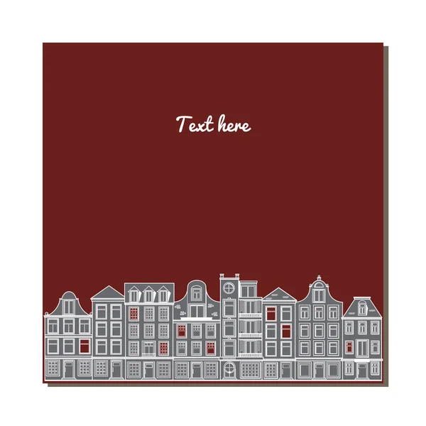 Eski Avrupa tarzı binalar ile evrensel kartı. Amsterdam evleri.