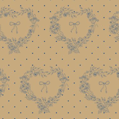 Çiçek çiçekler ve daireler yürekleri seamless modeli.