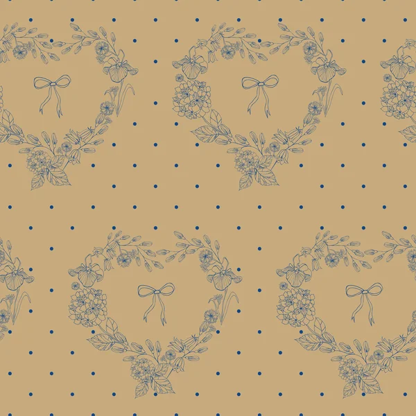 Çiçek çiçekler ve daireler yürekleri seamless modeli.