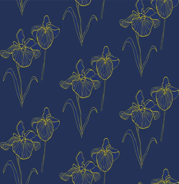 Blume nahtlose Muster mit Schwertlilien. — Stockvektor