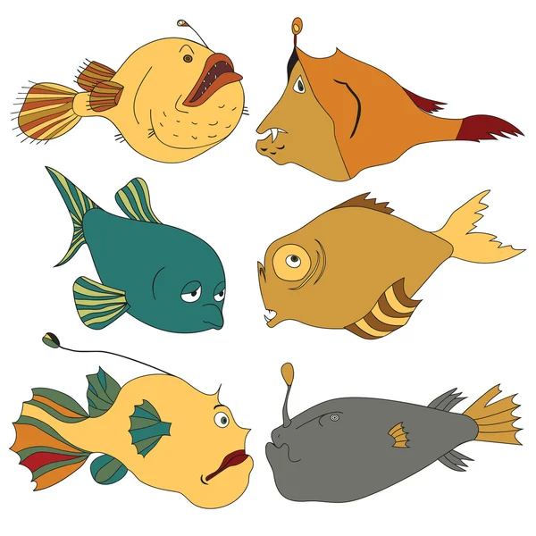 Světlé a stylové hlubinných ryb. — Stockový vektor