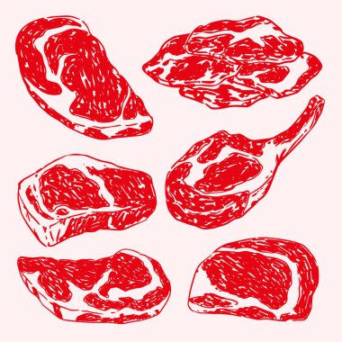 El çizimi Kasap Wagyu Beef çizimi çizimi