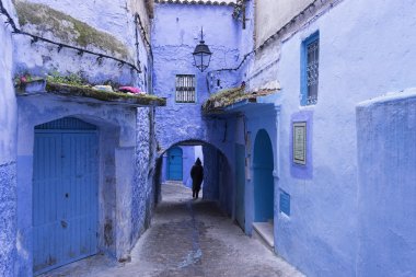güzel sokaklar mavi şehir Chefchaouen Kuzey Fas boyalı