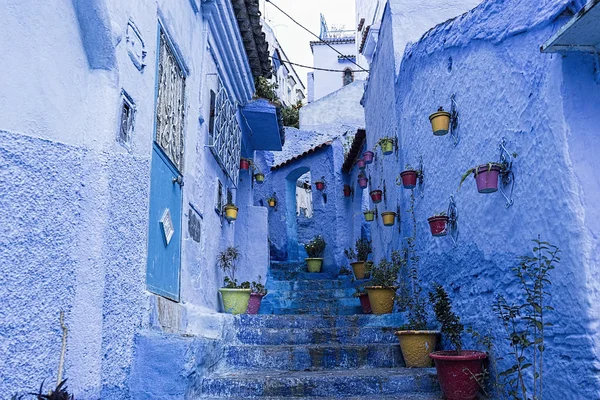 güzel sokaklar mavi şehir Chefchaouen Kuzey Fas boyalı