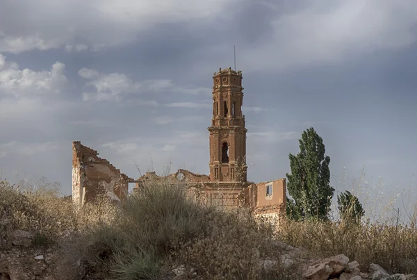 Ruins Belchite village destroyed by the bombing of the Spanish Civil War — Stock Photo, Image