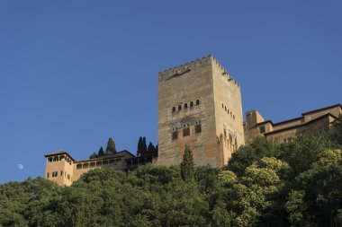 Alhambra, Granada, Andalusia güzel Mağribi Kalesi