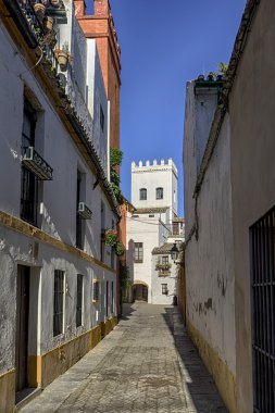 hangi Seville Yahudi Mahallesi eski dörtte ait ve hangi bugün santa cruz turizm bölgesi olarak adlandırılır ve ziyaret edilmiştir antik sokaklarda binlerce turist tarafından görünümünü
