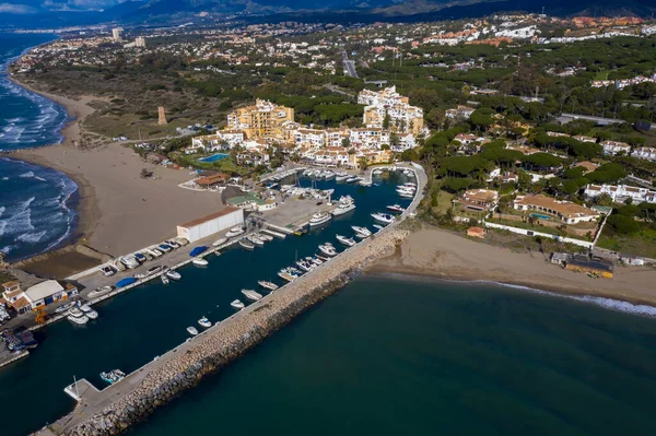 Luchtfoto Van Haven Van Cabopino Gemeente Marbella Andalusië — Stockfoto