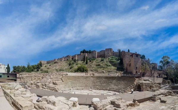 Teatro Romano Alcazaba Málaga Desde Calle Alcazabilla — Foto de Stock