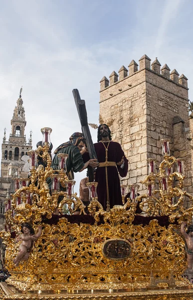 Procession Brödraskapet Fred Den Heliga Veckan Sevilla — Stockfoto