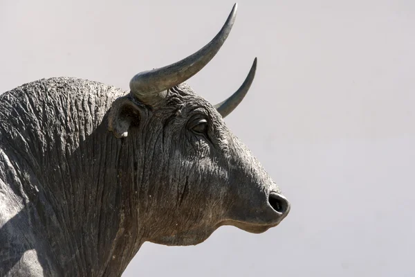 Escultura de bronce en honor al toro en la plaza de toros de Ronda — Foto de Stock