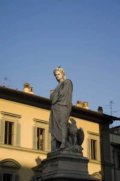 Dante Sculpture Plaza Santa Cruz Florence — Stock Photo, Image