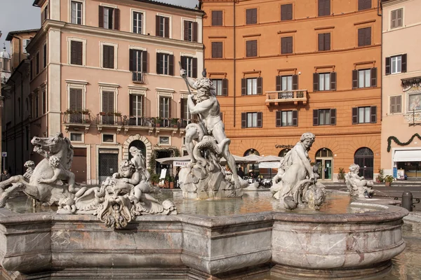 Monumental fountain in Piazza Navona, Rome — Stock Photo, Image