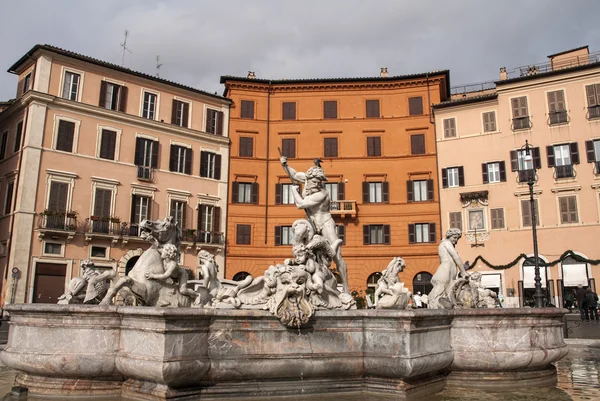 Monumental fountain in Piazza Navona, Rome — Stock Photo, Image