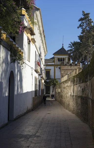 Passeando pelas ruas antigas de Sevilha e hoje bairro judera chamado Santacruz — Fotografia de Stock