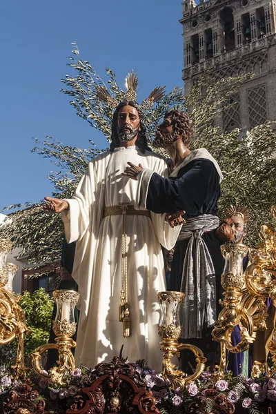 Brödraskap av Kyssen av Judas, heliga veckan i Sevilla, Spanien — Stockfoto