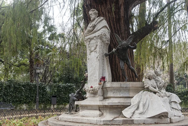 Emlékműve Szentelt Sevillai Költő Gustavo Adolfo Becquer Park Maria Luisa — Stock Fotó