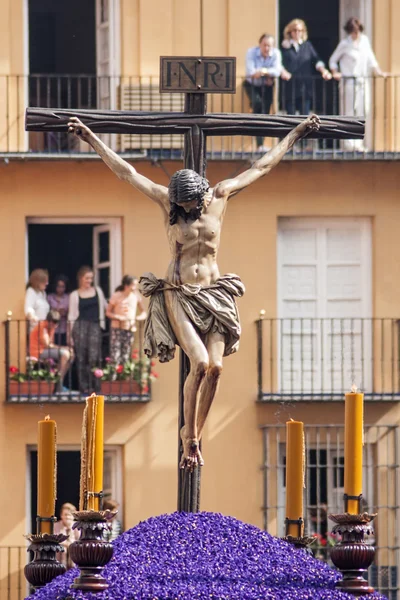 Jesús en la cruz, hermandad de los estudiantes, Semana Santa de Sevilla — Foto de Stock