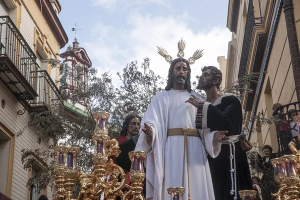 Brödraskap av Kyssen av Judas, heliga veckan i Sevilla, Spanien — Stockfoto