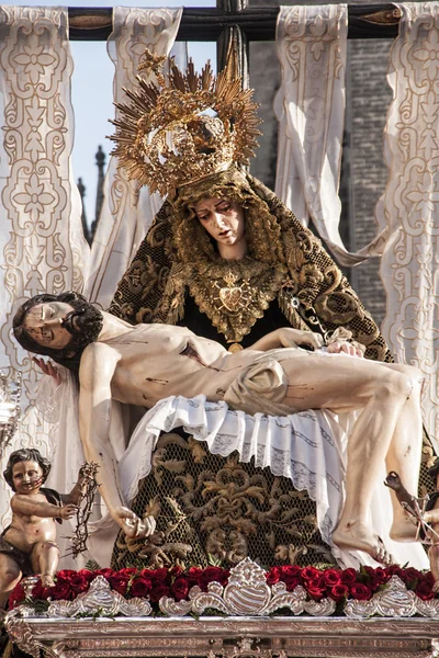 Holy Week in Seville, brotherhood of the Servite — Stock Photo, Image