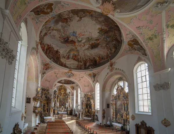 Oberammergau Germany July 2019 Interior Architecture Furniture Decorations Frescoes Sculptures — Stock Photo, Image