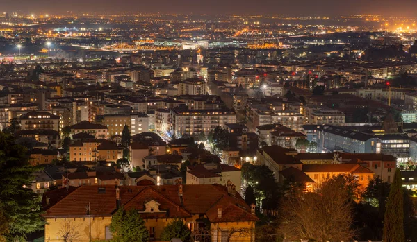 Ciudad Baja Bérgamo Por Noche — Foto de Stock