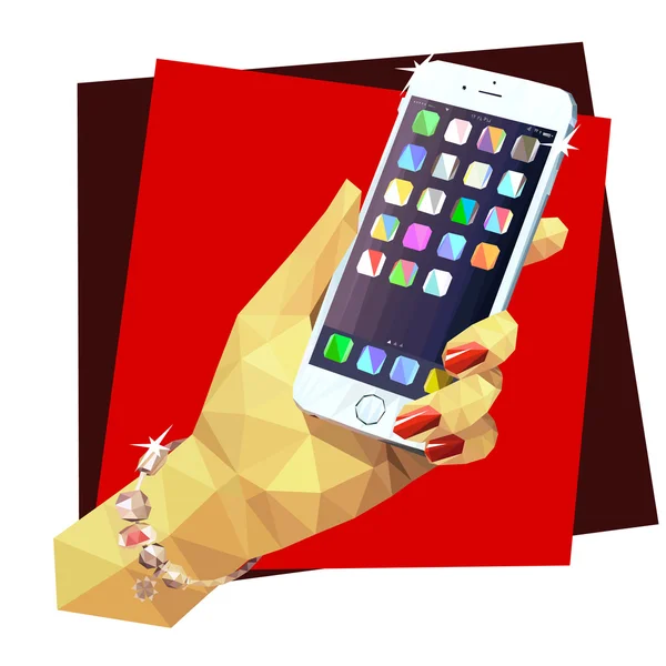 Düşük Poli vektör çizim el ile smartphone