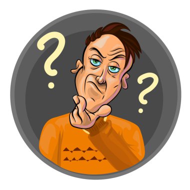 Vector image of a thoughtful man