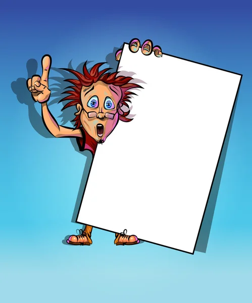 Vector illustration of a man with blank poster