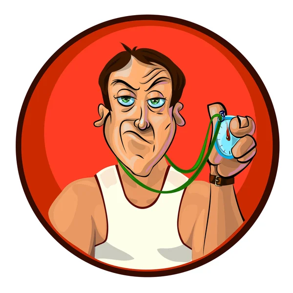 Vector image of a trainer holding a timer — 스톡 벡터