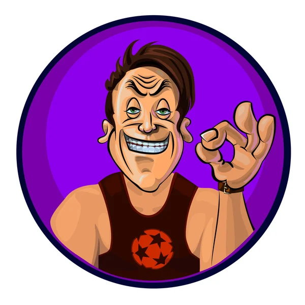 Vector image of smiling sport trainer showing OK sign — Διανυσματικό Αρχείο