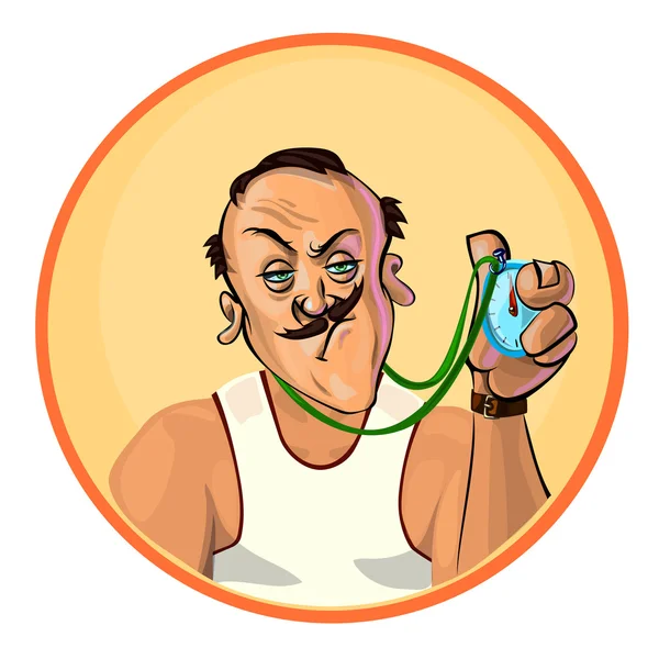 Vector image of a trainer holding a timer — 图库矢量图片