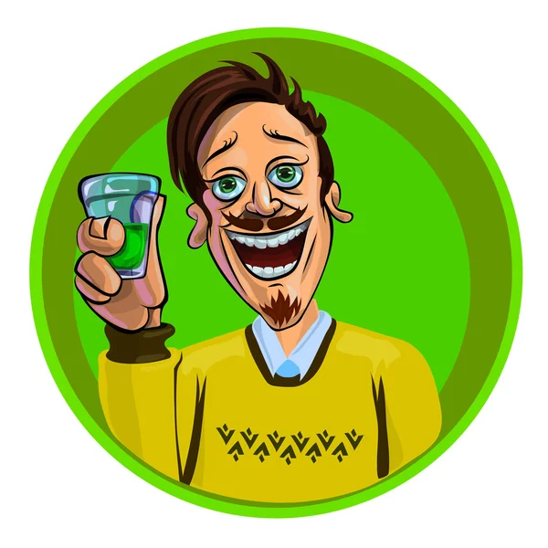 Imagen vectorial del hombre sonriente con un vaso — Vector de stock