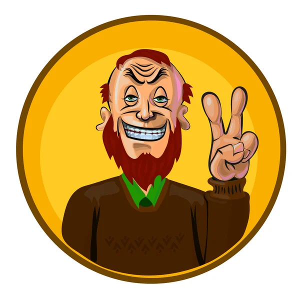 Vector image of a man showing V sign — Stock vektor