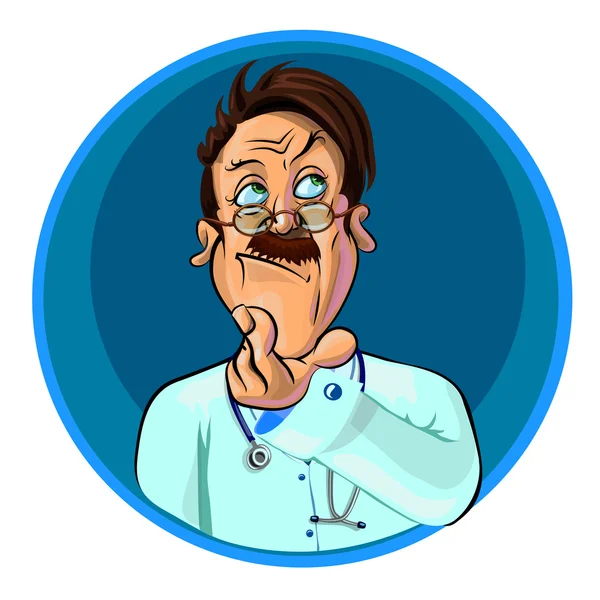 Vector illustration of thoughtful doctor — Stockvector