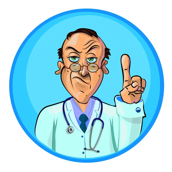 Vector illustration of a doctor with index finger up — Stockvector