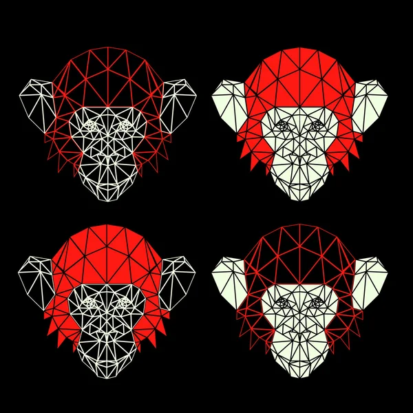 Vector symmetrical low poly monkeys — Stock Vector