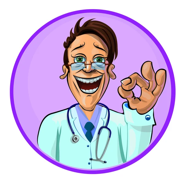 Vector illustration of a doctor showing OK sign — Stock Vector