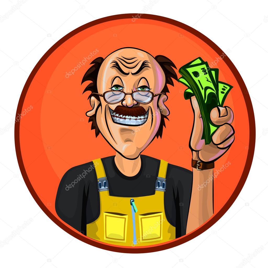 Vector image of a workman with money
