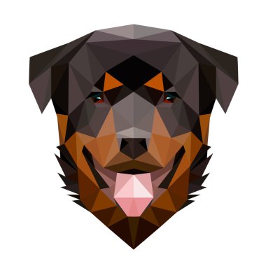 Vektör düşük Poli rottweiler köpek