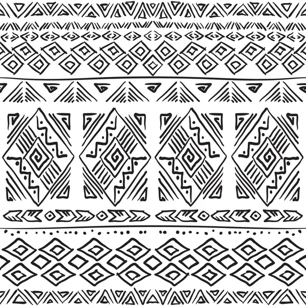 Dibujado a mano azteca patrón sin costura — Archivo Imágenes Vectoriales