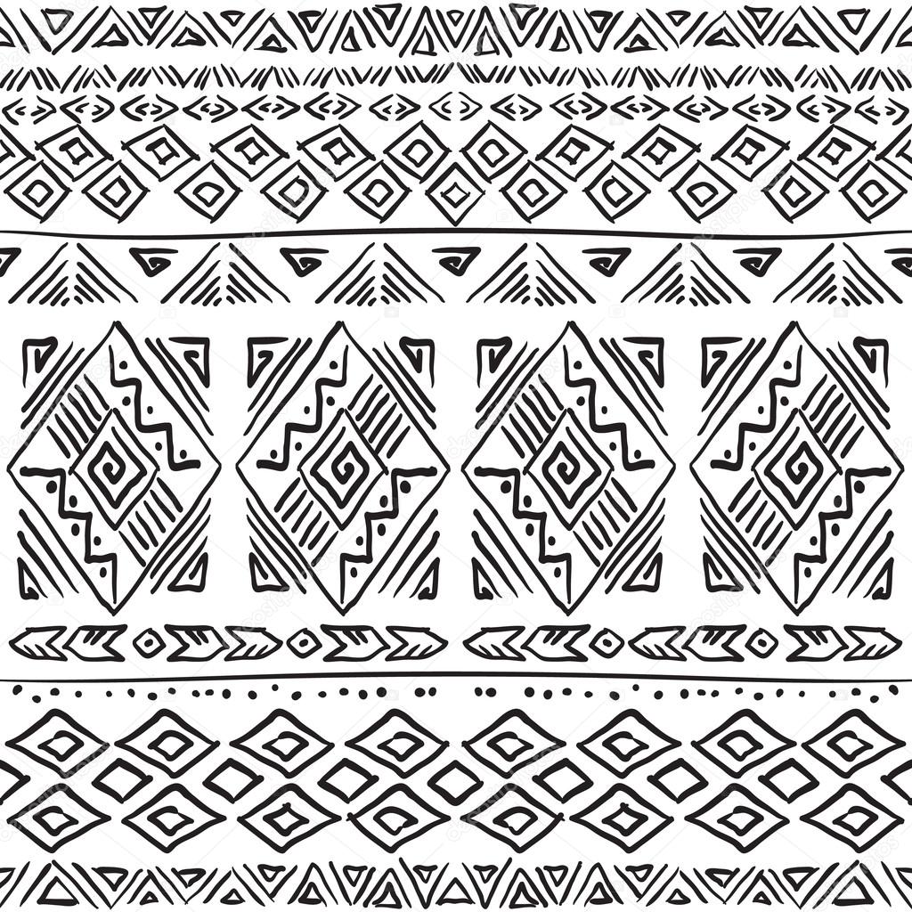 Hand drawn aztec seamless pattern
