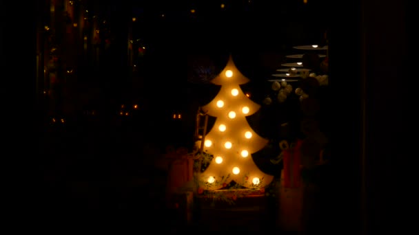 Kerstboom in shopwindow — Stockvideo