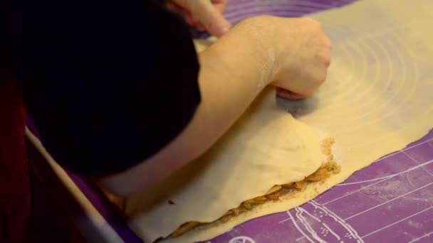 面团苹果馅饼的制备 — 图库视频影像