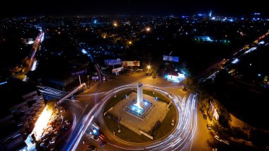 Karachi, 'Do Talwar' Two Swords monument at night clipart