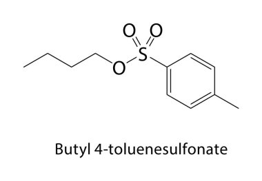 Butyl 4-toluenesulfonate iskelet yapısı. Sülfonat ester bileşik şematik çizim. Basit diyagram, kimyasal formül..