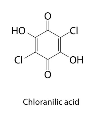 Kloranik asit iskelet yapısı. Organik Asit bileşik şematik çizimi. Basit diyagram, kimyasal formül..