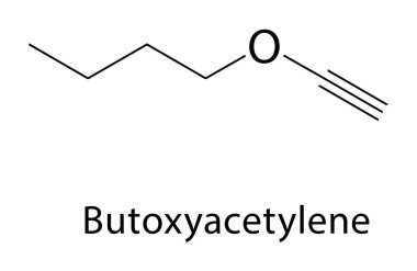 Ama oksiasetilen iskelet yapısı. Alkyne bileşik şematik çizim. Basit diyagram, kimyasal formül..