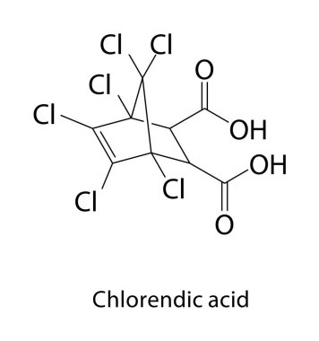 Klorodik asit iskelet yapısı. Organik Asit bileşik şematik çizimi. Basit diyagram, kimyasal formül..